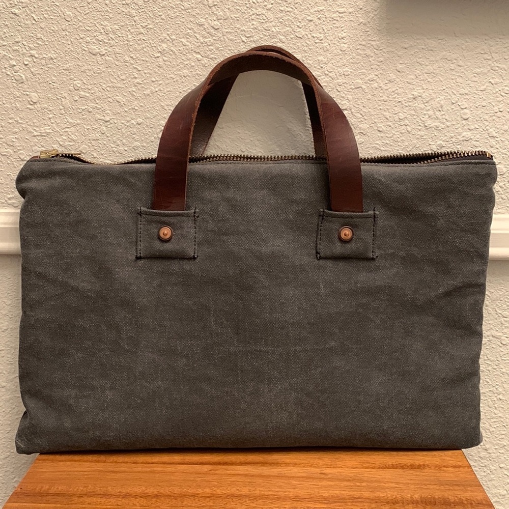 Billy Reid canvas satchel men bag in grey/brown